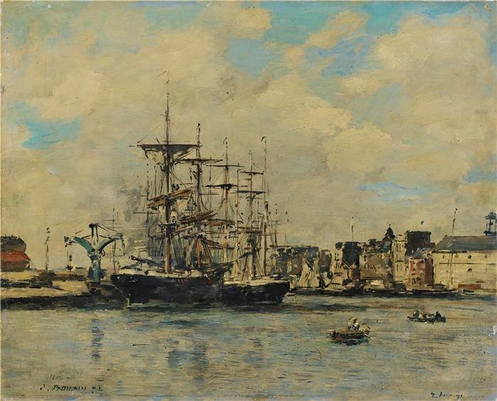 欧仁·布丁(Eugène Boudin,法国画家)高清作品-《勒阿弗尔,巴辛德拉巴雷 (1892)》