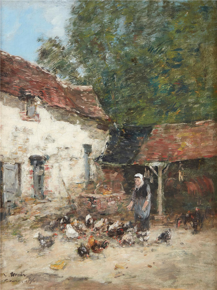 欧仁·布丁(Eugène Boudin,法国画家)高清作品-《普罗旺德·德斯普莱斯(1876)》