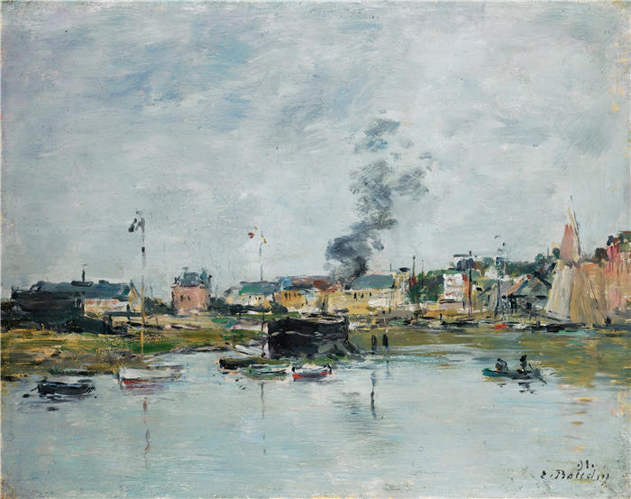 欧仁·布丁（Eugène Boudin，法国画家）高清作品-《特鲁维尔港 (1891)》