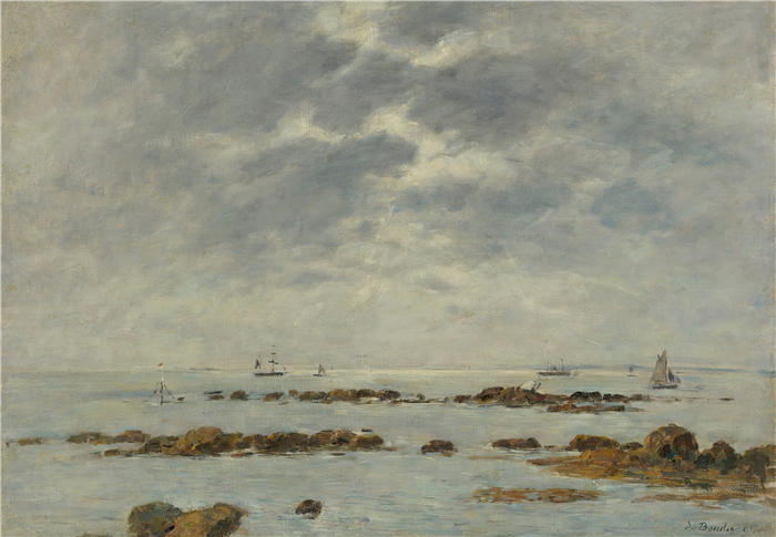 欧仁·布丁（Eugène Boudin，法国画家）高清作品-《英吉利海峡（1892年）》