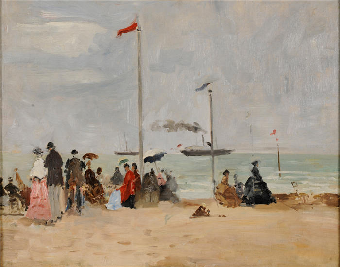 欧仁·布丁（Eugène Boudin，法国画家）高清作品-《特鲁维尔海滩》