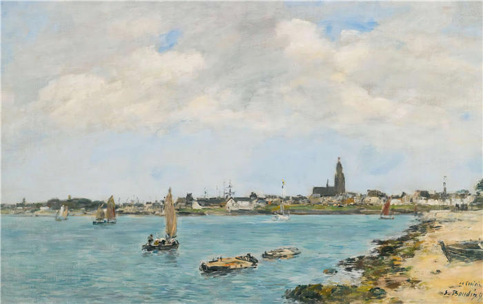 欧仁·布丁（Eugène Boudin，法国画家）高清作品-《十字军东征，彭普龙（1897年）全景》