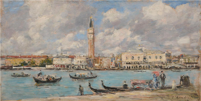 欧仁·布丁（Eugène Boudin，法国画家）高清作品-《威尼斯，圣乔治（约 1897 年）》