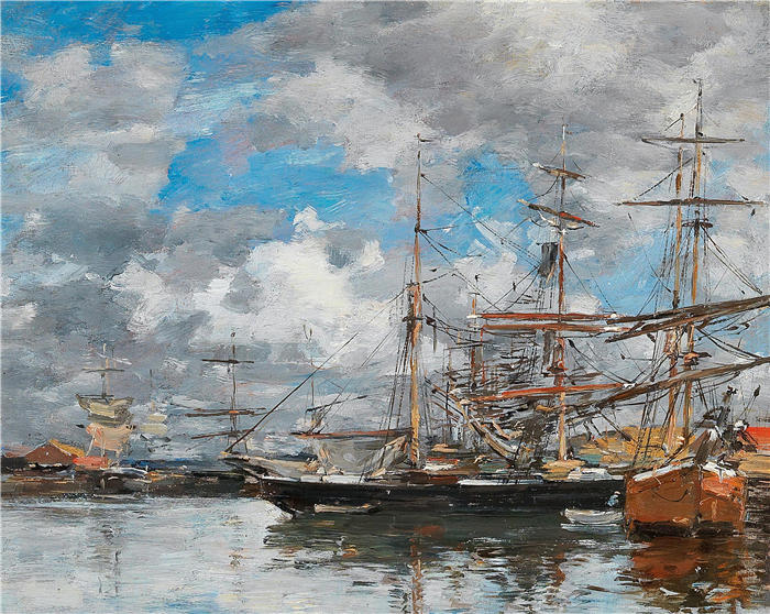 欧仁·布丁(Eugène Boudin,法国画家)高清作品-《勒巴辛德多维尔 (1877–188)》