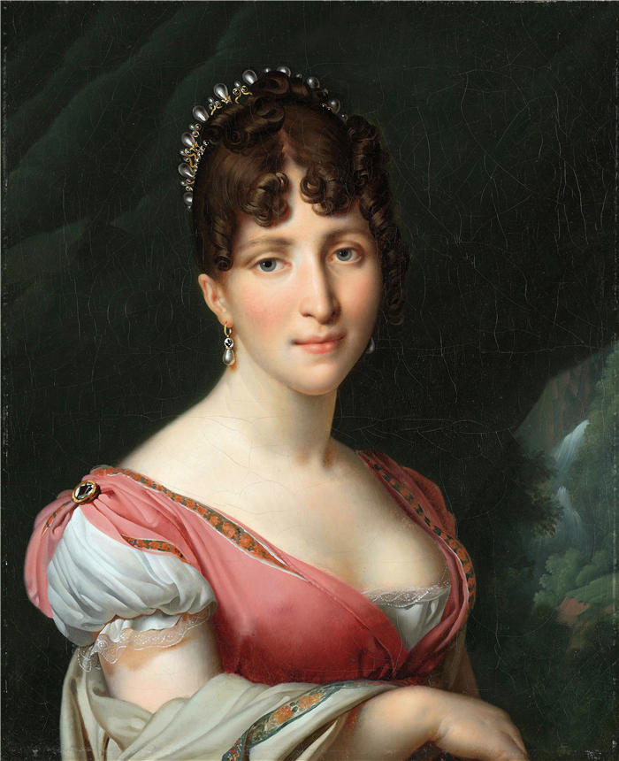 安·路易·吉罗代·特里奥松( Anne-Louis Girodet de Roussy-Trioson,法国画家)高清作品-《荷兰女王 Hortense de Beauharnais 的肖像》
