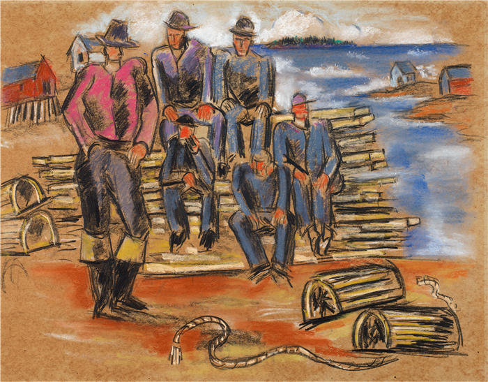 马斯登·哈特利（Marsden Hartley，美国画家）高清作品-《龙虾渔民研究（1940）》