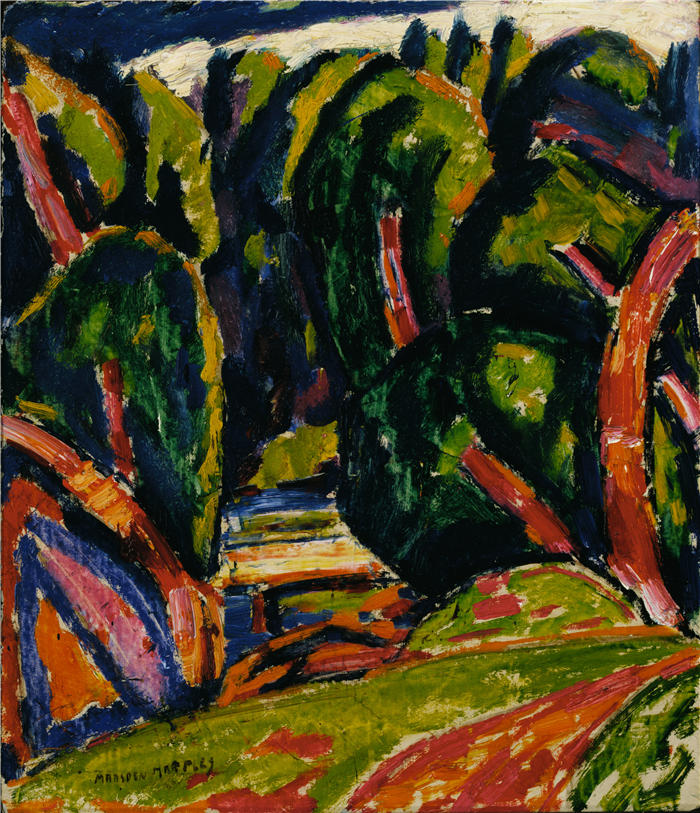 马斯登·哈特利（Marsden Hartley，美国画家）高清作品-《红树 (1910)》