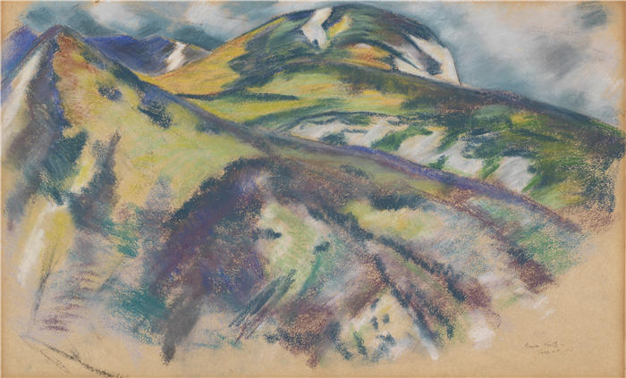 马斯登·哈特利（Marsden Hartley，美国画家）高清作品-《瓦尔迪兹山 (1918)》