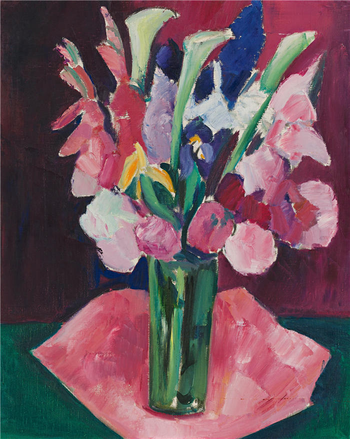 马斯登·哈特利（Marsden Hartley，美国画家）高清作品-《花瓶里的花》