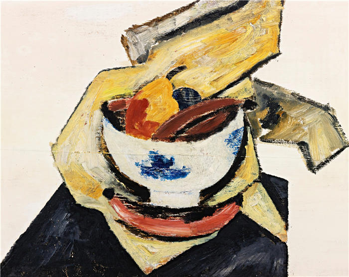 马斯登·哈特利（Marsden Hartley，美国画家）高清作品-《白碗静物（1917）》