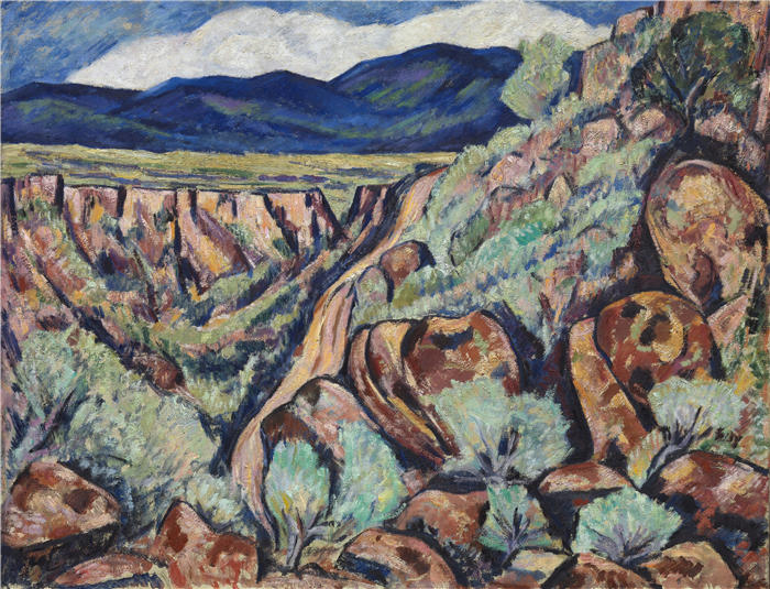 马斯登·哈特利（Marsden Hartley，美国画家）高清作品-《景观，新墨西哥州（1919 年和 1920 年）》