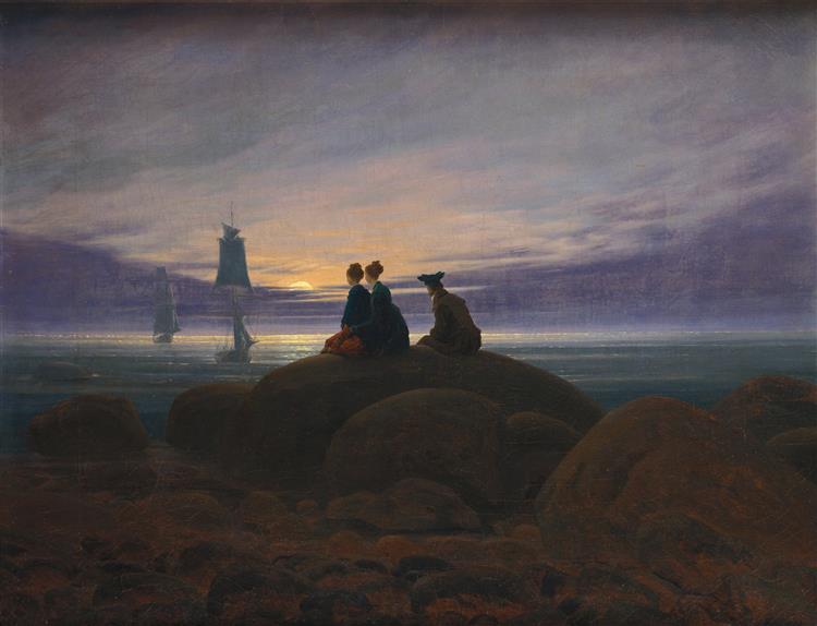 前100幅世界名画（九十八）-斯珀·大卫·弗里德里希（Caspar David Friedrich）-海边的月出1
