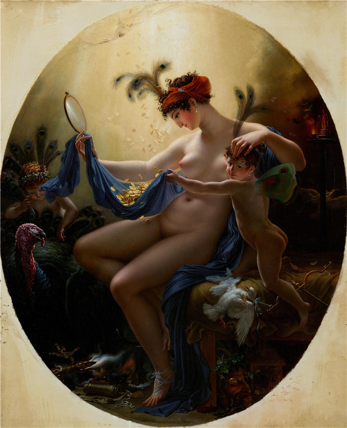 安·路易·吉罗代·特里奥松( Anne-Louis Girodet de Roussy-Trioson,法国画家)高清作品-《Mlle 的肖像,兰格达娜厄 (1799)》