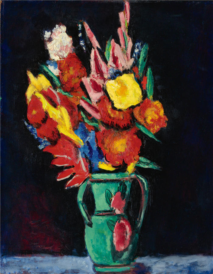 马斯登·哈特利（Marsden Hartley，美国画家）高清作品-《静物与鲜花》