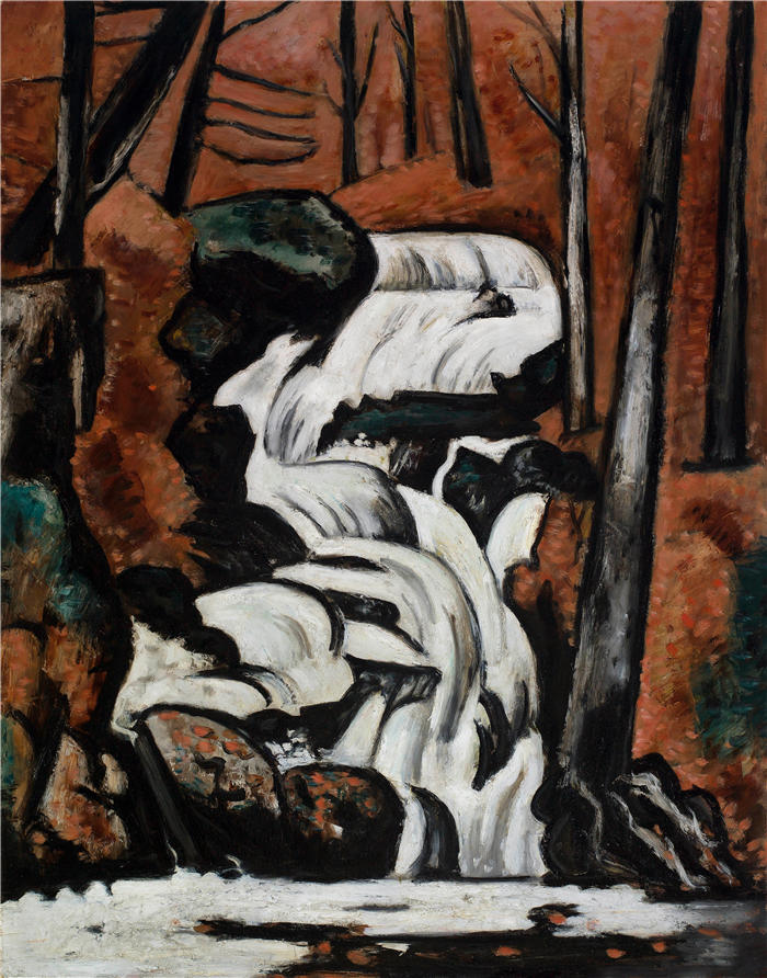 马斯登·哈特利（Marsden Hartley，美国画家）高清作品-《斯梅尔特布鲁克瀑布 (1937)》