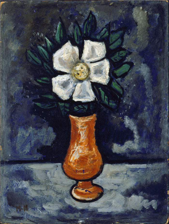 马斯登·哈特利(Marsden Hartley,美国画家)高清作品-《白花(约 1917 年)》