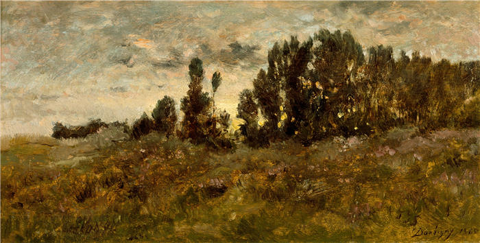 查尔斯·弗朗索瓦·杜比尼（Charles-Francois Daubigny，法国画家）高清作品-《风景 (1865)》