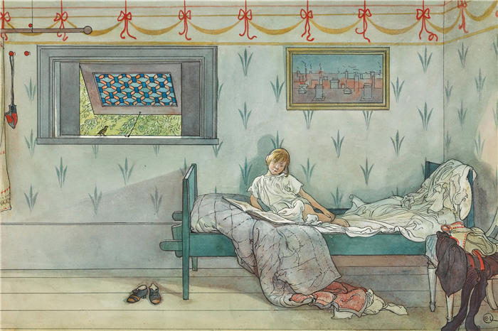 卡尔·拉尔森（ Carl Larsson，瑞典画家）高清作品-《呸呸呸呸，七点了》