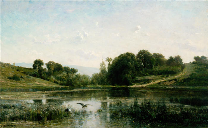 查尔斯·弗朗索瓦·杜比尼(Charles-Francois Daubigny,法国画家)高清作品-《Gylieu 的池塘 (1853)》