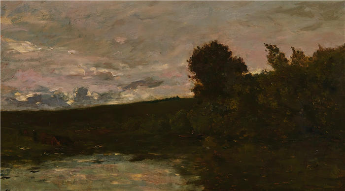 查尔斯·弗朗索瓦·杜比尼（Charles-Francois Daubigny，法国画家）高清作品-《波德河岸 (1875)》