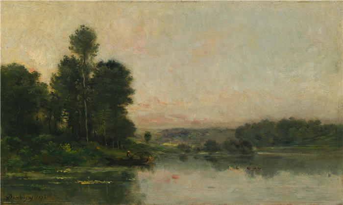 查尔斯·弗朗索瓦·杜比尼（Charles-Francois Daubigny，法国画家）高清作品-《Méry-sur-Oise 的山坡（1873 年）》