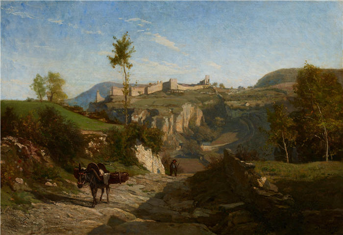 查尔斯·弗朗索瓦·杜比尼(Charles-Francois Daubigny,法国画家)高清作品-《克雷米厄附近的风景(约 1849 年)》