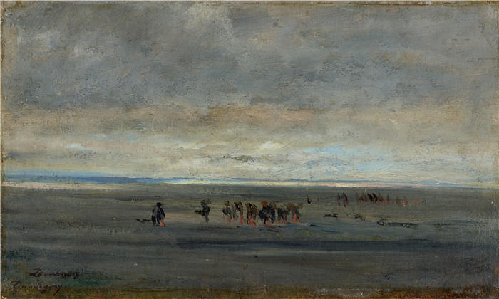 查尔斯·弗朗索瓦·杜比尼（Charles-Francois Daubigny，法国画家）高清作品-《蛤蜊挖掘者 (1850–60)》