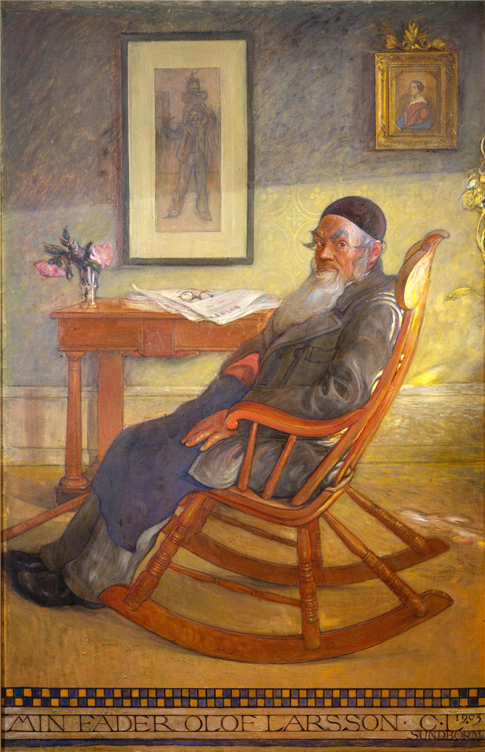 卡尔·拉尔森（ Carl Larsson，瑞典画家）高清作品-《艺术家父亲的肖像（1903 年）》