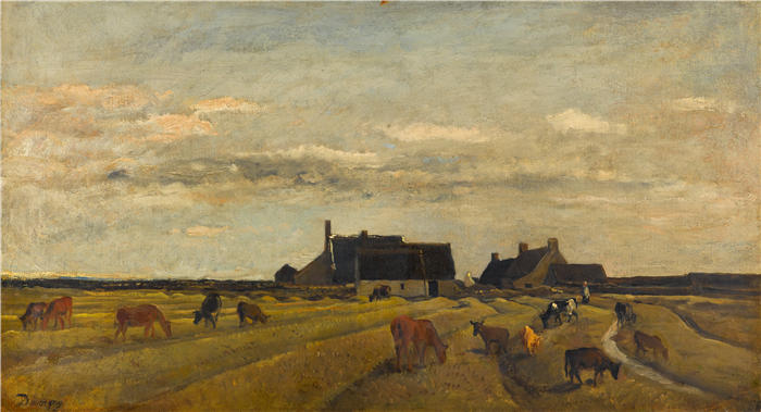 查尔斯·弗朗索瓦·杜比尼（Charles-Francois Daubigny，法国画家）高清作品-《布列塔尼农场》