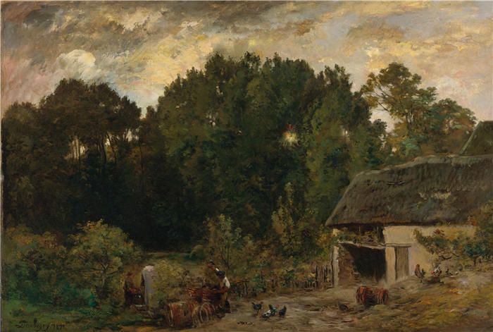 查尔斯·弗朗索瓦·杜比尼(Charles-Francois Daubigny,法国画家)高清作品-《酒桶人 (1872)》