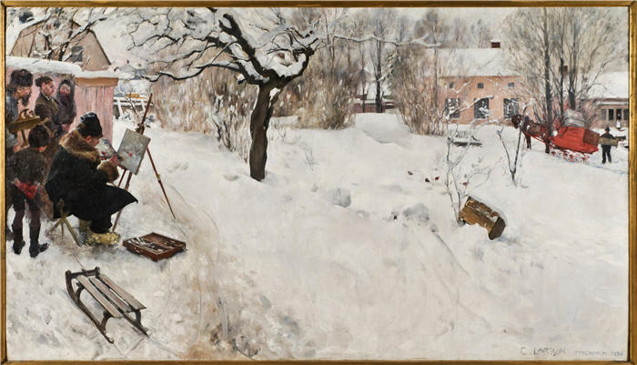 卡尔·拉尔森（ Carl Larsson，瑞典画家）高清作品-《露天画家》