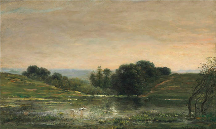 查尔斯·弗朗索瓦·杜比尼(Charles-Francois Daubigny,法国画家)高清作品-《吉略池塘(1876)》