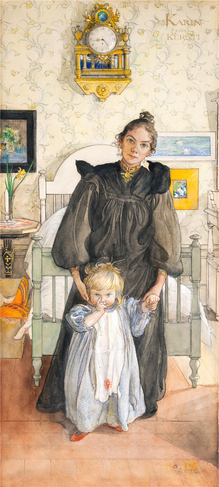 卡尔·拉尔森（ Carl Larsson，瑞典画家）高清作品-《卡琳和科斯蒂 (1898)》