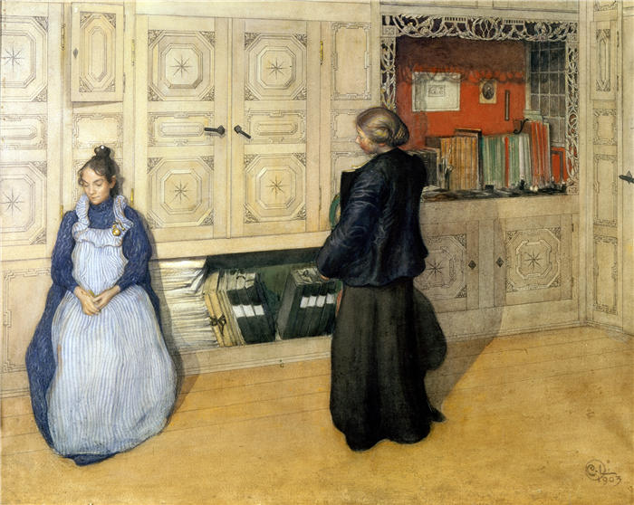 卡尔·拉尔森（ Carl Larsson，瑞典画家）高清作品-《母女 (1903)》