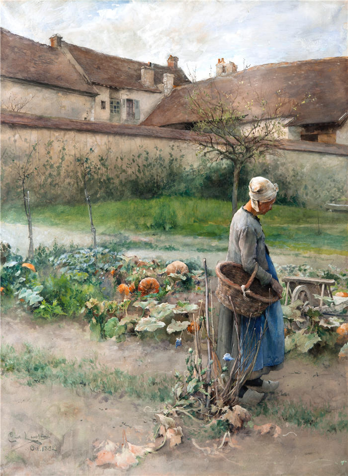 卡尔·拉尔森（ Carl Larsson，瑞典画家）高清作品-《十月（1882 年）》