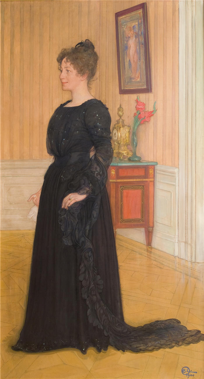 卡尔·拉尔森（ Carl Larsson，瑞典画家）高清作品-《Signe Thiel 夫人的肖像（1900 年）》