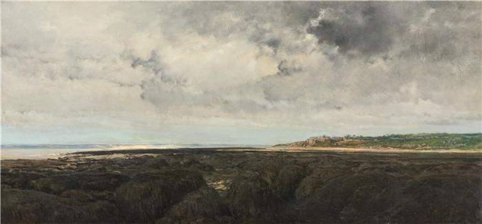查尔斯·弗朗索瓦·杜比尼（Charles-Francois Daubigny，法国画家）高清作品-《从 Le Ratier 看到的维勒维尔 (1855)》