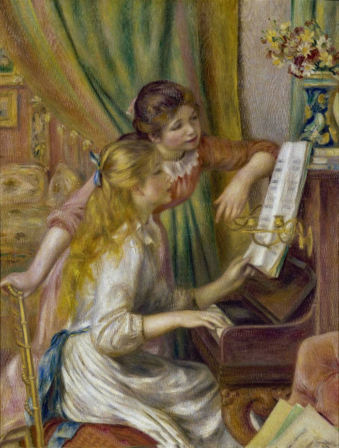 前500幅世界名画-《弹钢琴的女孩》 Pierre-Auguste Renoir - 布面油画 - 116 x 90 cm