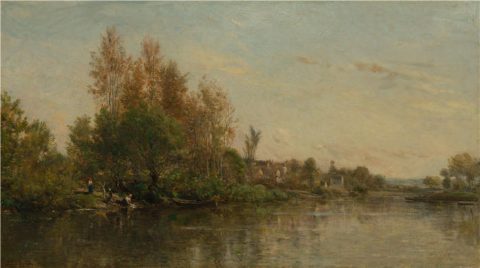 查尔斯·弗朗索瓦·杜比尼（Charles-Francois Daubigny，法国画家）高清作品-《瓦兹河畔 (1863)》