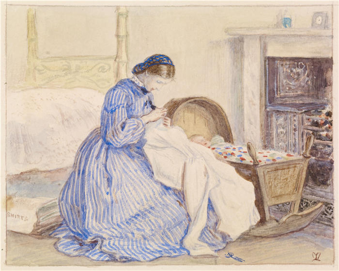 约翰·埃弗里特·米莱斯（John Everett Millais，英国画家）高清作品-《斯图尔特·哈里森 (Stewart Harrison) 的《冰山 - 裁缝》 (1860)》