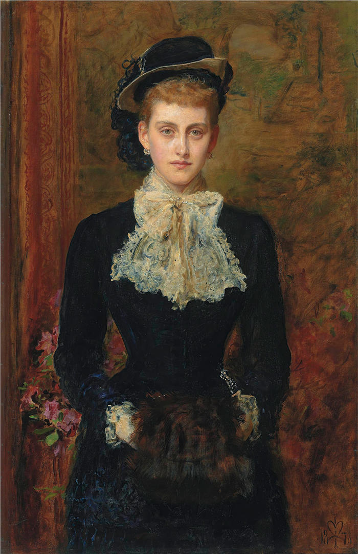 约翰·埃弗里特·米莱斯（John Everett Millais，英国画家）高清作品-《前塞巴斯蒂安·施莱辛格夫人 Countess de Pourtales (1876)》