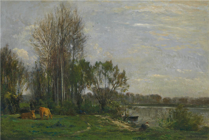 查尔斯·弗朗索瓦·杜比尼（Charles-Francois Daubigny，法国画家）高清作品-《瓦兹边缘（1864）》