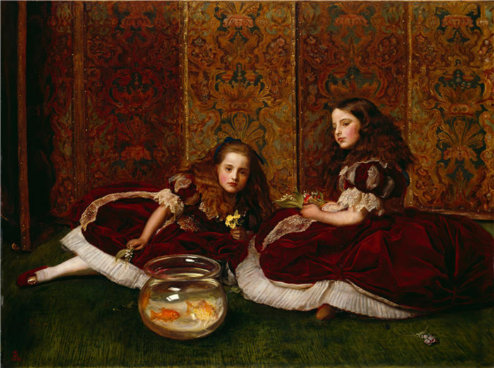 约翰·埃弗里特·米莱斯（John Everett Millais，英国画家）高清作品-《休闲时间（1864）》