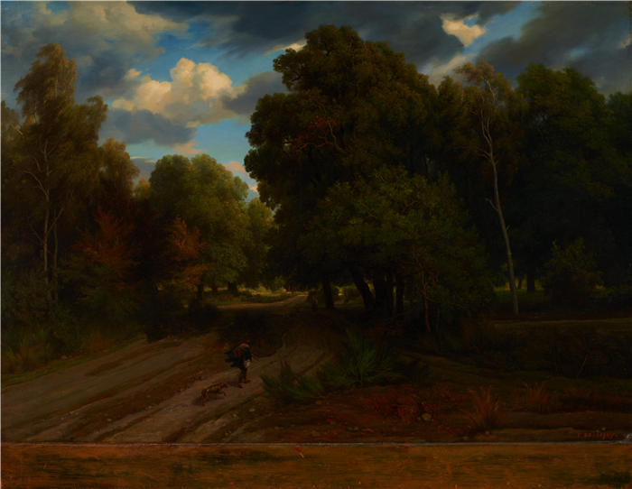 查尔斯·弗朗索瓦·杜比尼（Charles-Francois Daubigny，法国画家）高清作品-《鹰巢的十字路口，枫丹白露森林（1843-1844）》