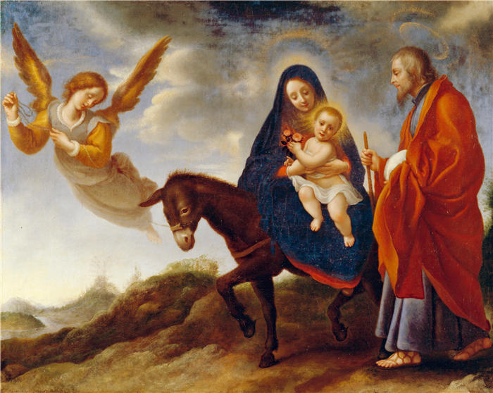 卡洛·多尔奇（Carlo Dolci，意大利画家）高清作品-《飞往埃及的航班（1648 年至 1650 年间）》