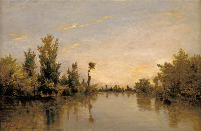 查尔斯·弗朗索瓦·杜比尼(Charles-Francois Daubigny,法国画家)高清作品-《塞纳河畔》