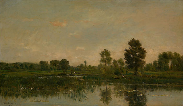 查尔斯·弗朗索瓦·杜比尼（Charles-Francois Daubigny，法国画家）高清作品-《沼泽 (1871)》