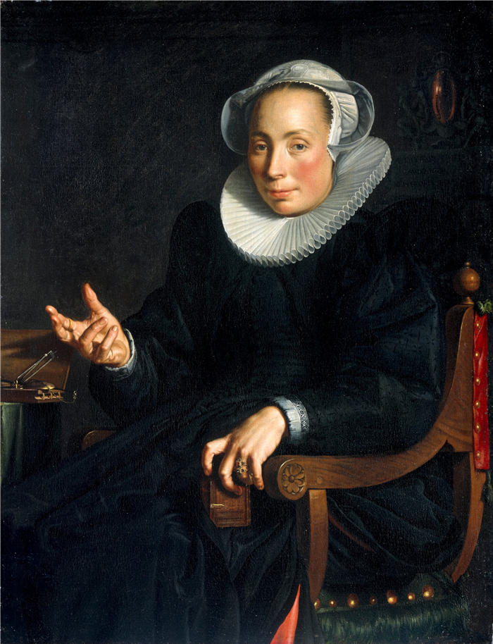 约阿希姆·维特维尔（Joachim Wtewael，荷兰画家）高清作品-《Christina Wtewael Van Halen 的肖像（1568-1629）》