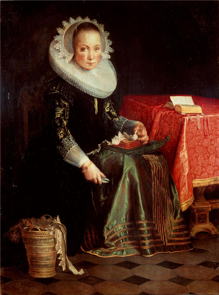 约阿希姆·维特维尔（Joachim Wtewael，荷兰画家）高清作品-《Eva Wtewael 的肖像（1607-1635）》