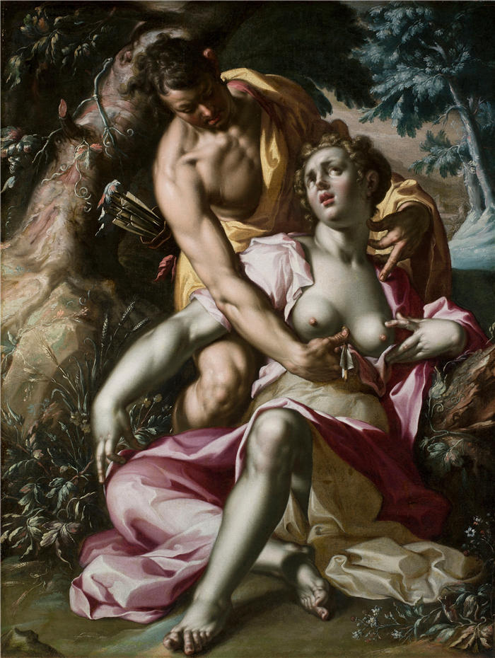 约阿希姆·维特维尔（Joachim Wtewael，荷兰画家）高清作品-《Cephalus 和 Procris（Procris 之死）（c.1595–1600）》